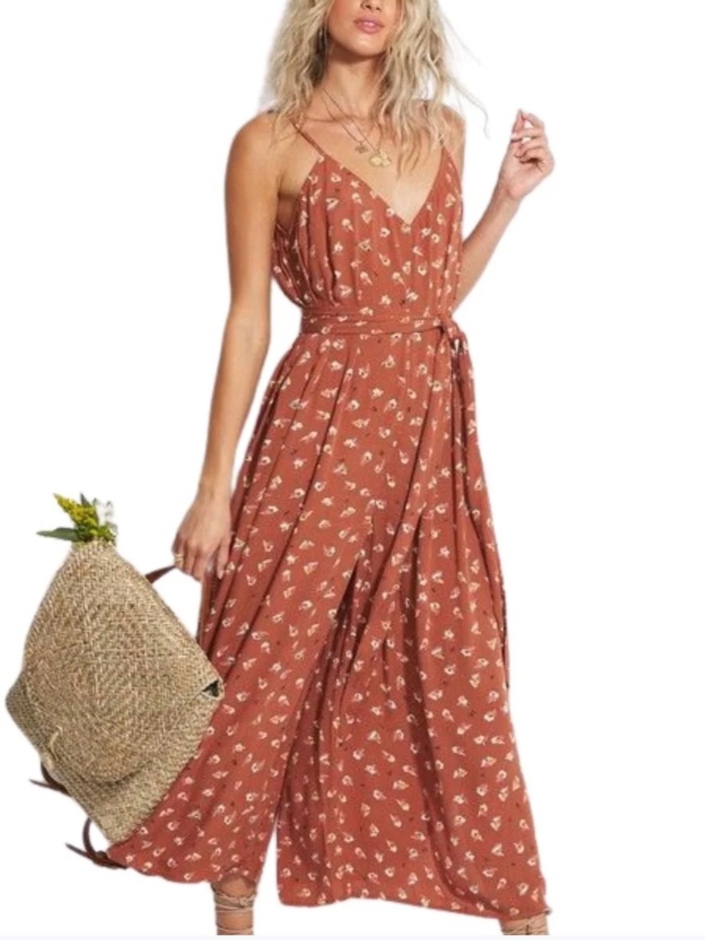 BILLABONG SHAKE IT AGAIN JUMPSUIT IN HENNA size Small - Picture 2 of 16